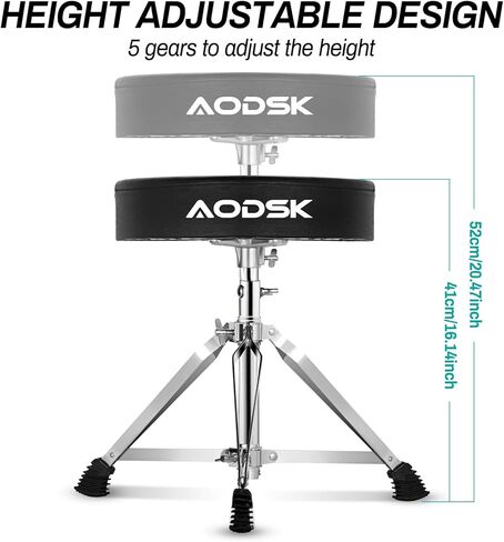 مجموعة عرش الطبل من AODSK، مقاعد طبلة مبطنة، مقعد طبل قابل للتعديل مع مفاتيح الطبل وعصي الطبل in Kuwait