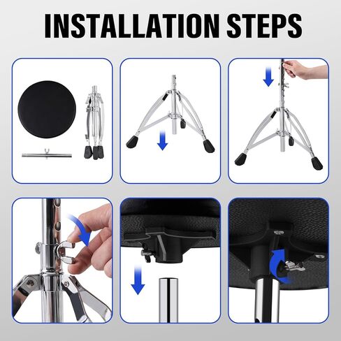 مجموعة عرش الطبل من AODSK، مقاعد طبلة مبطنة، مقعد طبل قابل للتعديل مع مفاتيح الطبل وعصي الطبل in Kuwait