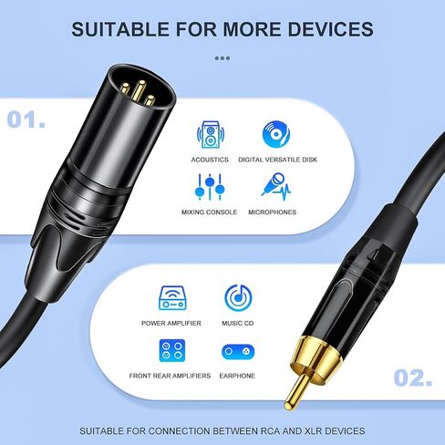 Kumiho XLR to RCA Cable Dual RCA to Dual Male XLR Stereo Audio Connection Microphone Cable (1.5M/5FT) in Saudi Arabia
