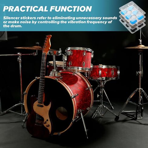 24 PCS Drum Gels Drum Dampeners Multicolor Drum Dampening Pads Silicone Drum Silencers Gel Drum Dampeners Pads Soft Drum Silencers Mute Tone Control Damper Dampening Kit for Snare Tom Drums Cymbals in Saudi Arabia