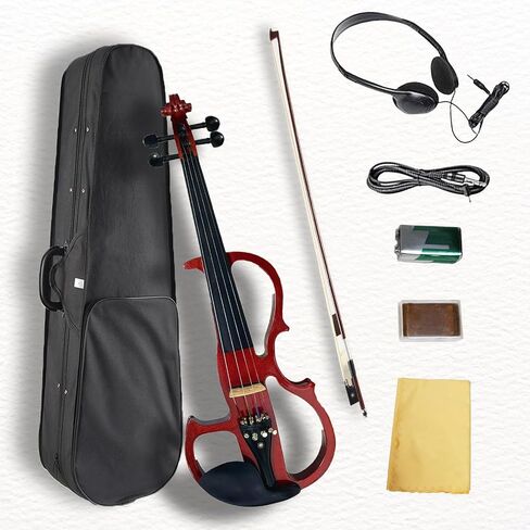 Electric Violin 4/4 Full Size Silent Violin, Electric/Silent Violin with Ebony Fittings, Blue Metallic Varnish Violin 4/4 Full Set for Practice and Performance (Metallic Blue) in Saudi Arabia