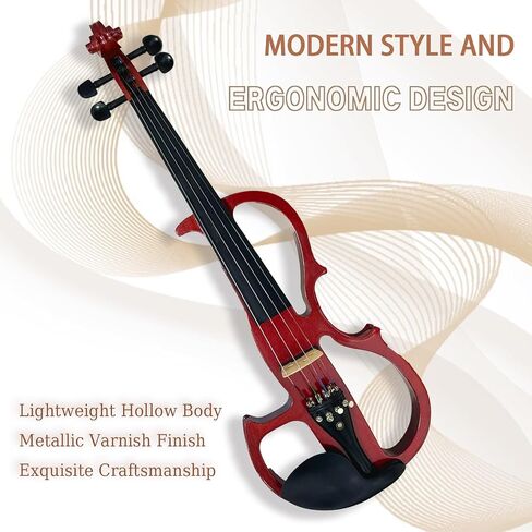 Electric Violin 4/4 Full Size Silent Violin, Electric/Silent Violin with Ebony Fittings, Blue Metallic Varnish Violin 4/4 Full Set for Practice and Performance (Metallic Blue) in Saudi Arabia
