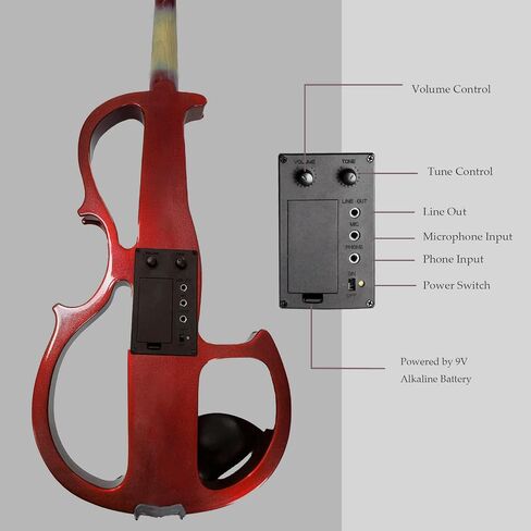 Electric Violin 4/4 Full Size Silent Violin, Electric/Silent Violin with Ebony Fittings, Blue Metallic Varnish Violin 4/4 Full Set for Practice and Performance (Metallic Blue) in Saudi Arabia