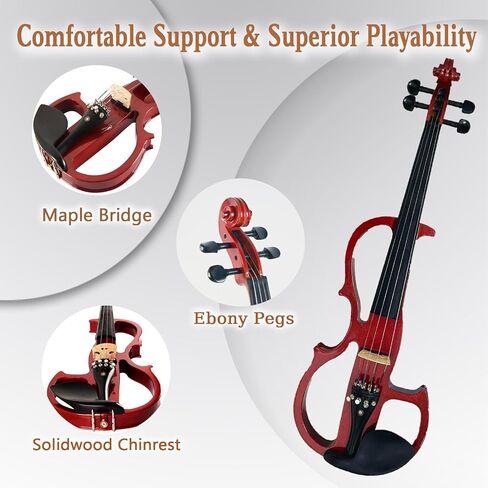 Electric Violin 4/4 Full Size Silent Violin, Electric/Silent Violin with Ebony Fittings, Blue Metallic Varnish Violin 4/4 Full Set for Practice and Performance (Metallic Blue) in Saudi Arabia