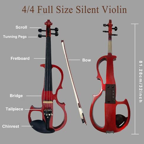 Electric Violin 4/4 Full Size Silent Violin, Electric/Silent Violin with Ebony Fittings, Blue Metallic Varnish Violin 4/4 Full Set for Practice and Performance (Metallic Blue) in Saudi Arabia