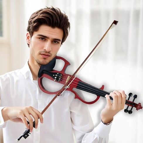 Electric Violin 4/4 Full Size Silent Violin, Electric/Silent Violin with Ebony Fittings, Blue Metallic Varnish Violin 4/4 Full Set for Practice and Performance (Metallic Blue) in Saudi Arabia
