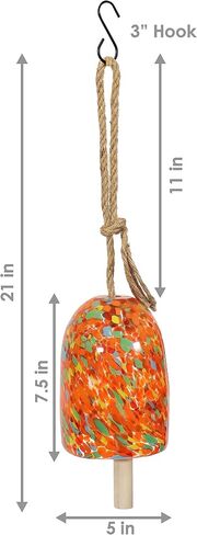 Sunnydaze Natural Melody Wind Bell - Painted Glass Wind Chime Bell for The Patio, Deck, or Porch - 7.5" - Tropical Popsicle in Saudi Arabia