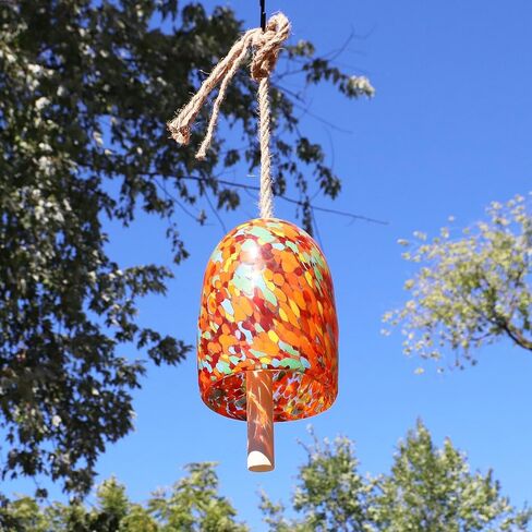 Sunnydaze Natural Melody Wind Bell - Painted Glass Wind Chime Bell for The Patio, Deck, or Porch - 7.5" - Tropical Popsicle in Saudi Arabia