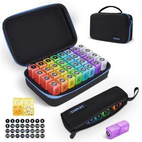 Monthly Pill Organizer 3X a Day with Portable 7-Day Travel Medicine Organizing Bag,Large Pill Box with 32 Daily Compartments,30 Day Pill Case Medicine Organizer for Vitamin,Supplement and Medication