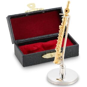 EASTROCK Miniature Flute Model, 2.2In Gold Plating Flute Model, Mini Flute with Case for Music Festival Music Lover Home Decoration, Flute Gift
