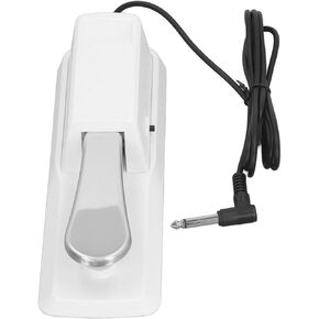 Keyboard Sustain Pedal ABS and Metal Sustain Foot Pedal with Universal 6.35mm Connector for All Electronic Keyboards (White)