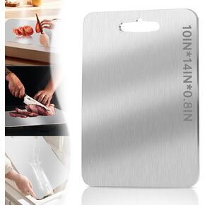 Titanium Cutting Board - 100% Pure Titanium, Double Sided Metal Chopping Board for Meat and Veggies, Ideal for Home and Outdoor Cooking (10in*14in*0.08in)