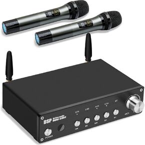 UHF Wireless Microphones System, Cordless Karaoke Microphone System with 2 Handheld Wireless Mic, Bluetooth Microfono Inalambrico 200FT for DJ, Home KTV Set, Meeting, Church, Party, Wedding