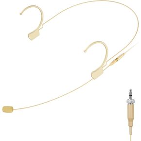 KIMAFUN Headset/Headworn Microphone Professional Earset Over Ear Hanging Condenser Mic Compatible with Sennheiser Wireless System Wireless System Bodypack Transmitter, Performance, Theater - Beige C2