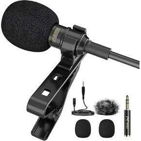 PoP voice Professional Lavalier Lapel Microphone 3.5mm Mic 14.7FT Compatible with DJI Mic 2/Rode Wireless GO 2/II Transmitters for Smartphone Camera,Mini Mic for YouTube,Interview,Video,Broadcast