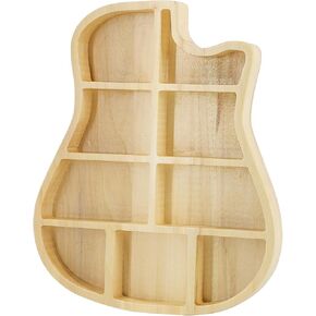 Wood Guitar Pick Holder 9 Compartment Multi-Functional Storage Box for Guitar Parts,Home Small Item Organizer