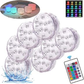 7-Pack LED Lights for Crystal Singing Bowl Set, (16 Color) RGB Multi-Color Changing Crystal Singing Bowl Lights with Remote Control, Waterproof Lights for Holiday Party Decorations, Battery Operated