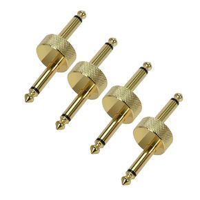 4 PCS Guitar Pedal Connector, 1/4 Inch Guitar Pedal Connector Z Type 6.3mm Pedals Coupler 4 Pack Pedal to Pedal Connector TS Copper Male Connector for Effect Pedalboard Space Saving Gold