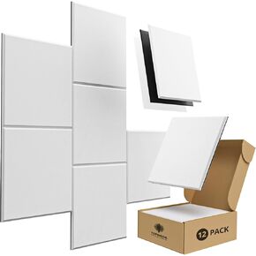 12 Pack Soundproof Wall Panels PRO, 12" X 12" X 0.4" Mass Loaded Vinyl Sound Proof Panels, High Density Acoustic Panels Self-adhesive, MLV Insulation Sound Deadening Panels (White)