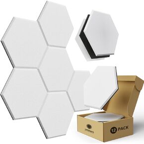 12 Pack Soundproof Wall Panels PRO, 12" X 12" X 0.4" Mass Loaded Vinyl Sound Proof Panels, High Density Acoustic Panels Self-adhesive, MLV Insulation Sound Deadening Panels (White)