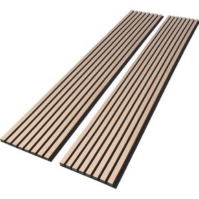 Acoustic Wood Slat Wall Panels - Modern Wood Panels for Wall, 3D Fluted Sound Absorbing Panel with Wood Finish, Noise Cancelling & Absorbing Wooden Panels, 94.49" x 13" Each, 0.82" Depth (2Pcs)