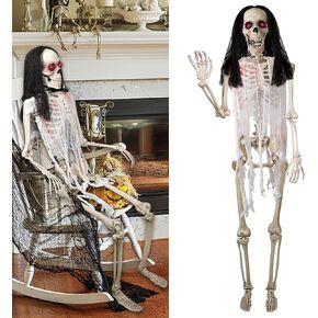 DR.DUDU Halloween Skeleton 5.4 Ft Full Body Posable Joints, Realistic Life Size Bones Haunted House Prop Accessories, Spooky Decorations for Party Indoor Outdoor