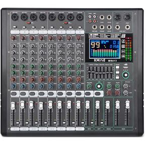 Audio Mixer 8 Channel with MP3 Player 99 DSP Digital DJ Mixer and Effect 7 Band EQ Output 48V Phantom Power Source USB Recording BT USB for Streaming Karaoke Party Stage