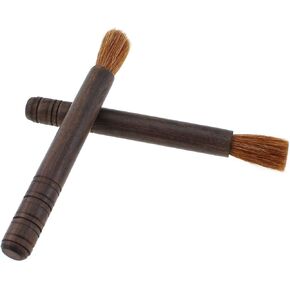 2pcs Guitar Cleaner Brush, High End Wool Brush Musical Instrument Cleaning Tool Violin Rosin Cleaner, Ebony Wood Color