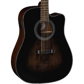Dean Guitars 6 String St Augustine Dreadnaught Cutaway Solid Top Acoustic/Electric Guitar, Right, Satin Vintage Black Burst (SA DREAD CE VB)