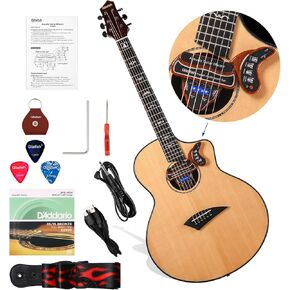 Acoustic Guitar Kids Adult Beginner Spruce 41 inch Cutaway JF Barrel Guitarra Strap Tuner Capo 6 Steel Strings Guitar