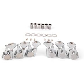 MAG-601 Guitar Machine Head 3L+3R Vintage deluxe locking tuners machine tuning key machine pegs plastic keystone buttons for electric or acoustic guitars (Chrome,3L+3R)