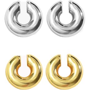 3 Pcs Gold Ear Cuff Earrings for Women Pearl Huggie Earrings Chunky Gold/White/Silver Non Pierced Cartilage Clip On Earrings Open Wrap Hoop Beaded Earrings Dainty Small Hoop Statement Jewelry Gift