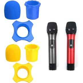 Wireless Microphone Windscreen, Anti-Rolling Bottom Rod Sleeve Holder, Foam Mic Filter for KTV, Set of 2