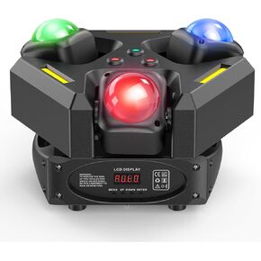 Moving Head Light with 150W XY Dual-Axis Rotating, 9 X 10W RGB LED+3 COB+3 red and Green Laser Lights with DMX Mode Sound Stage Lighs and, Suitable for Party Wedding Concert Disco DJ Concert