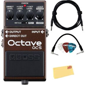 Boss OC-5 Octave Pedal Bundle with Instrument Cable, Patch Cable, Picks, and Austin Bazaar Polishing Cloth