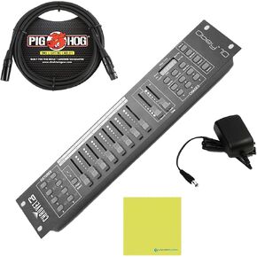 Chauvet Obey 10 Compact Rackmount DMX Controller Bundle w/Pig Hog PHDMX10 Lighting Cable and Liquid Audio Polishing Cloth