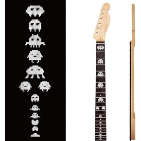 PLIGREAT 2 Pack Guitar Fingerboard Stickers Removable Pixel Monster Transfers Guitar Decal for Acoustic Guitars Electric Guitars Bass Decor Guitar Board Decals DIY Musical Instruments Decorations