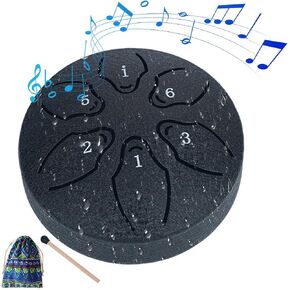 Rain Drum for Outside, Steel Tongue Drum 3 Inches 6 Notes Outdoor Rain Chime Instrument, Mini Rain Drum for Garden with Travel Bag and Mallets