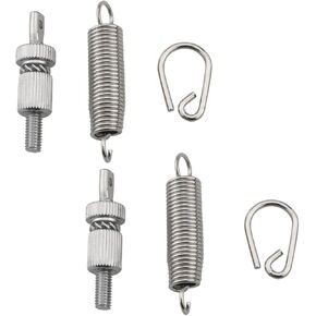 6PCS Pedal Springs for Shelf Drums Silver 2 Piece Springs 2 Piece Hooks 2 Piece Hanger Blocks Bass Drum Pedal Spring Tension Assembly Stainless Steel Spring Percussion Hardware Components