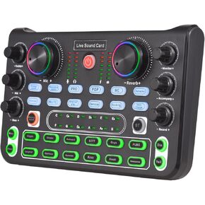 Live Sound Card Audio Mixer Sound Board Podcast Mixer Recording Desktop Singing Gaming Audio Mixer Noise Reduction for Streaming Podcasting Knob Button Control