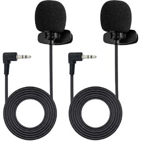 2 Pack Lavalier Lapel Microphone, Portable Collar Clip Mic Compatible with iPhone Android Smartphone Amplifier Podcast PC/Laptop, Hands Free Mic Recording Mic for YouTube,Interview,Video
