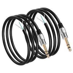 GINTOOYUN 2-Pack 6.35mm Guitar Instrument Cable 3.2Ft Mono Jack 1/4" TS Cable for Electric Guitar,Bass,Keyboard,Mixer,Amplifier,Speaker (Monophonic Voice)