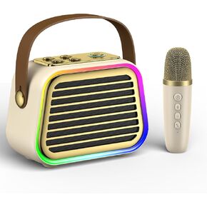 Karaoke Machine for Kids Adults,Portable Bluetooth 5.3 Karaoke Speaker,Mini Karaoke Machine with 1 Wireless Microphones,LED Lights for Home Party,Christmas Brithday Ideal Gifts for Girls Boys