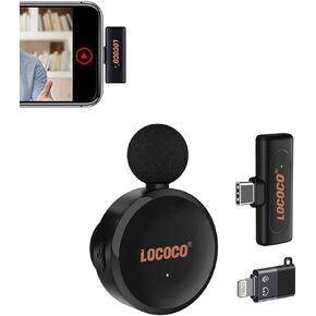 Lococo Wireless Lavalier Microphone for Smartphone, Plug-Play Noise Reduction Auto-Sync Wireless Microphone for Video Recording,YouTube, Facebook Live Stream