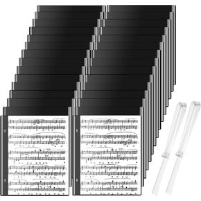 30+2P Flip Folder Pages Double Sided, 6.4x7.5In Music Flip Folio Folder for Marching Band Waterproof Trumpet Flip Folder Pages with 2 Music Clips Page Holder