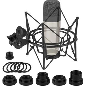 Geekria for Creators Microphone Shock Mount Compatible with Samson C01, C01U Pro, C03, C03U, CL7a, CL8a Mic Anti-Vibration Suspension Adapter Clamp Mic Holder Clip (Black/Metal)