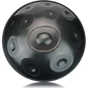 "OcarinaWind" Hand Pan in D Minor 11 Notes Steel Hand Drum,440HZ (22.8" (58cm), Black 11 Notes-D3 A3 B3b C4 D4 E4 F4 G4 A4 C5 D5) with Soft Hand Pan Bag, Christmas Gift Idea