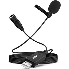 MillSO USB Lavalier Microphone with Headphone Jack Omnidirectional USB PC Microphone External Lapel USB Microphone for Computer, Laptop, YouTube, Meeting, Recording, Podcasting, Gaming - 2M/6.5FT