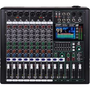 GF12 Multi-Function 12-Channel Audio Mixer Stage Performance Mixer Isolated Independent Mute Built-in 7-Stage Equalizer and 99 Reverb DJ Mixer for Performance and Karaoke (GF12)