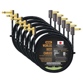 WORLDS BEST CABLES 6 Units - 3 Foot - Pedal, Effects, Patch, Instrument Cable Custom Made Using Mogami 2319 Wire & Eminence Tiny Gold-Plated Angled TS Connectors